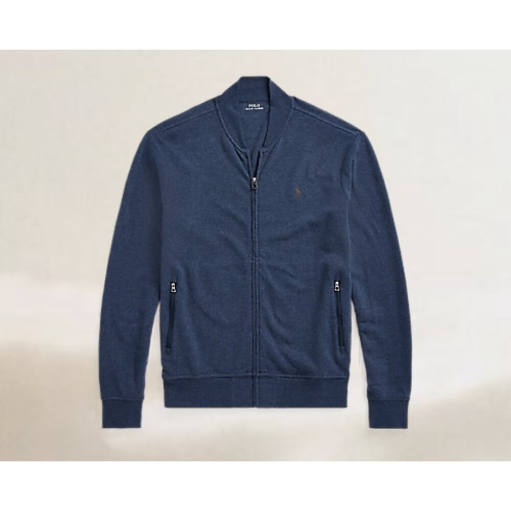 Polo Ralph Lauren Luxury Jersey Baseball Jacket Navy Heather old money timeless